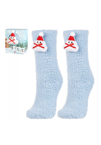Шкарпетки CSLS250-030 ABS Moraj блакитний– різдвяні шкарпетки з аплікацією сніговика