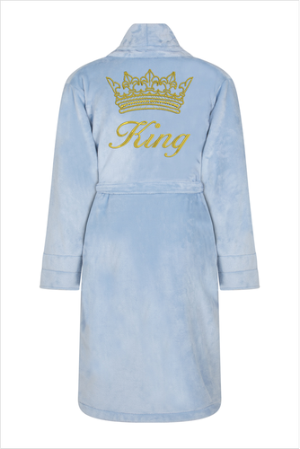 King + Korona Халат чоловічий флісовий ByShelly - блакитний/золотий