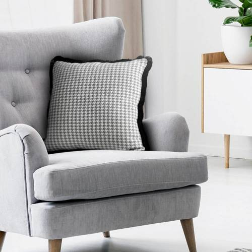 Декоративна наволочка Pepitka Гусяча лапка з бахромою Eurofirany, - сріблястий