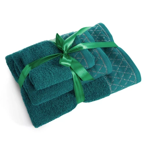 Комплект рушників Eurofirany 3 шт м’які та поглинаючі рушники Layla dark turquoise