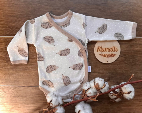 Бавовняне боді-конверт з довгим рукавом Mamatti BD15726 їжачки