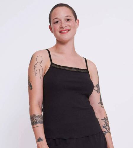 Топ на лямочках GO Ribbed Spaghetti Sloggi - black