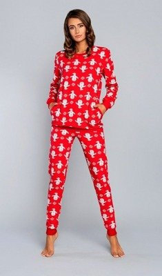 Nana Piżama Damska długi rękaw, długie spodnie Italian Fashion- czerwona