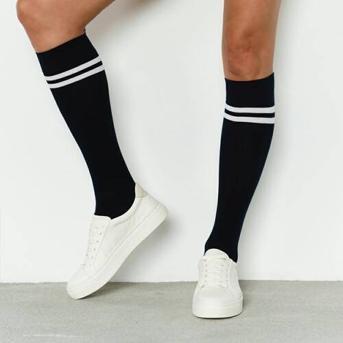 Підколінки жіночі Смужки Art.072 Steven, - чорний 003