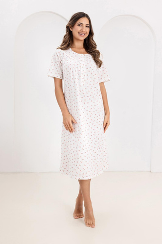Нічна сорочка 019 Regina – довга, бавовняна, з декольте на ґудзиках | Комфорт і елегантність