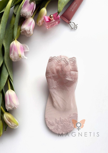 Жіночі мереживні шкарпетки Magnetis GC-251133 з квітковим візерунком light pink