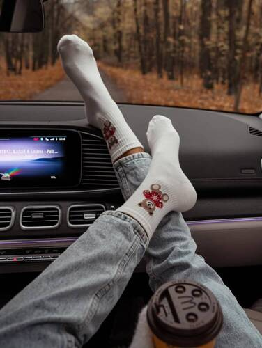 Жіночі шкарпетки новорічні Ведмедик 0200-132 Milena, - екрю