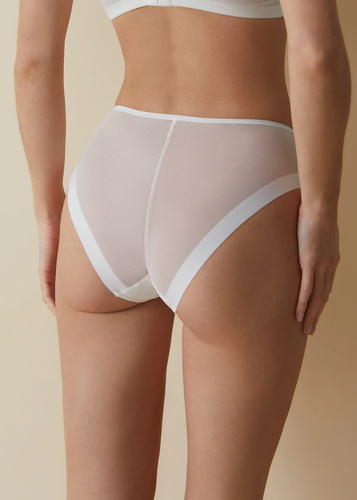 Трусики Violeta Braga Selene — сіточка, висока посадка, непомітні під одягом, - перламутровий