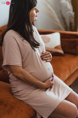 Бамбукова нічна сорочка для вагітних і годуючих Moon Milk&Love, - пудрово-рожевий