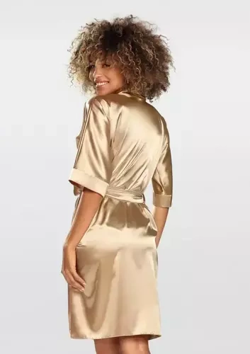 Сатиновий халат жіночий 100 Dkaren, - світло-коричневий