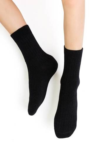 Дитячі шкарпетки з вовни мериноса art.130 Merino Wool Рубчик Steven, - 029 чорний