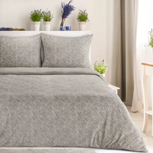 Велюрова постільна білизна Flano 3 liście Eurofirany, - бежевий