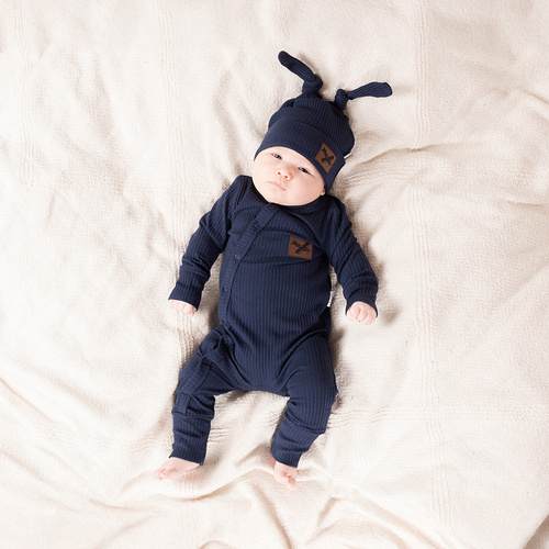 Nicol Willy 219032 – дитячий бавовняний комбінезон, темно-синій у рубчик