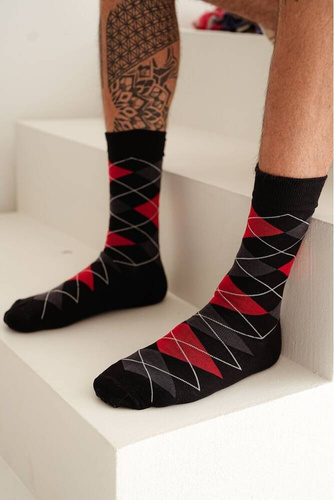 Чоловічі шкарпетки Avangard 0125-093 Romby Milena,- білий/зелений