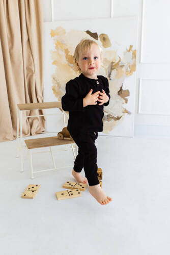 Штанці для немовлят 10249B "Natural Waffel"  Makoma,- black