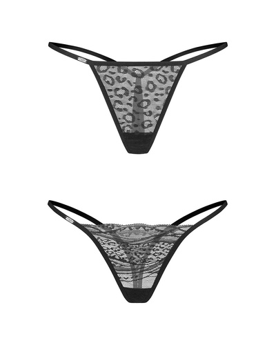 жіночі стрінги Obsessive Clara Thong 2-Pack –чорний
