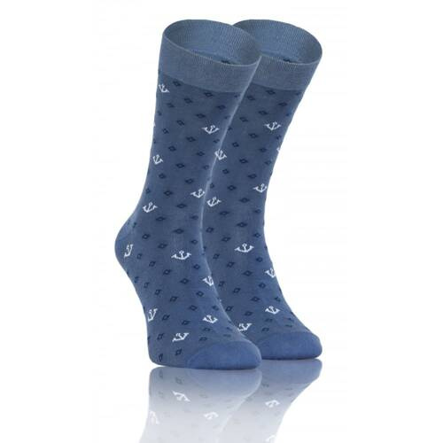 Чоловічі костюмні шкарпетки Classiс Sesto Senso, - якори/джинс