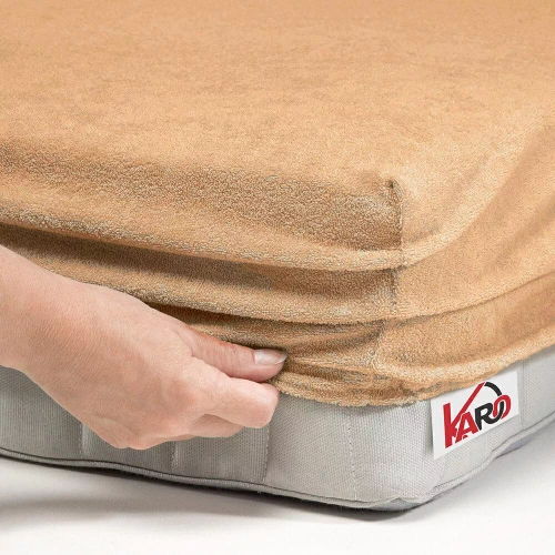 Махрове простирадло на резинці frotte KARO, - темний беж