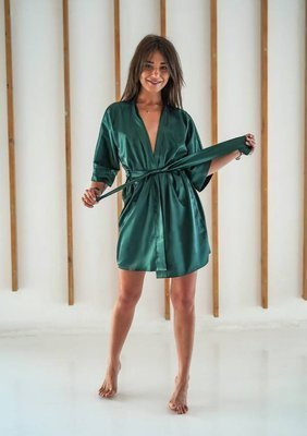 Сатиновий халат жіночий 90 Dkaren - зелений