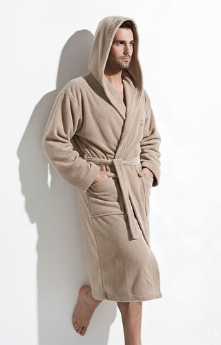 L&L Iwo cappuccino– чоловічий халат із капюшоном