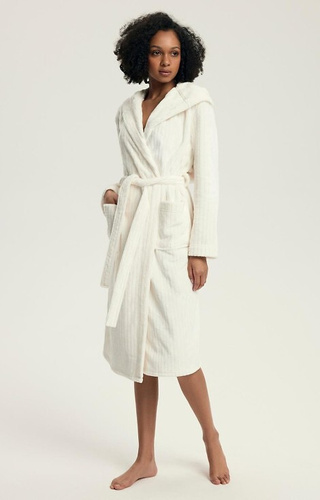 Жіночий халат з капюшоном 43600 Dionne Henderson – м’який, довгий, у рубчик