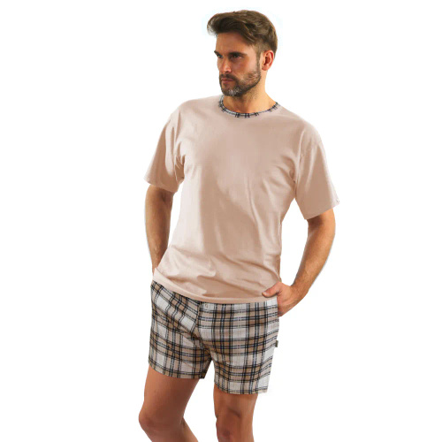 Чоловіча піжама 2187/27 короткий рукав Sesto Senso - бежевий