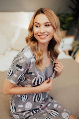 9393 Hічна сорочка для вагітних і для вигодовування Doctor Nap - сірий повітряна куля