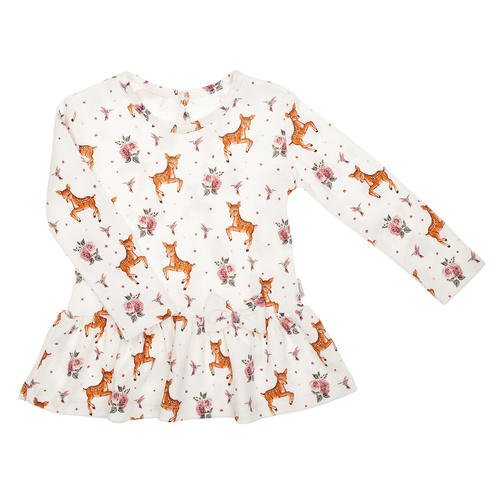 216138 Lala – дівчача блузка Nicol, бавовна, довгий рукав, принт оленята