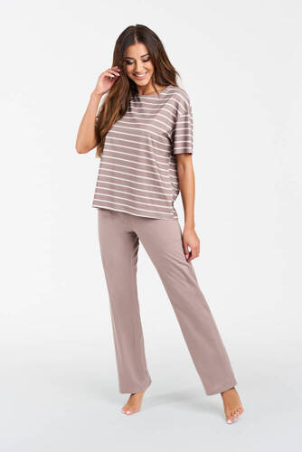 Піжама жіноча Betty короткий рукав Italian Fashion-капучіно/принт капучіно