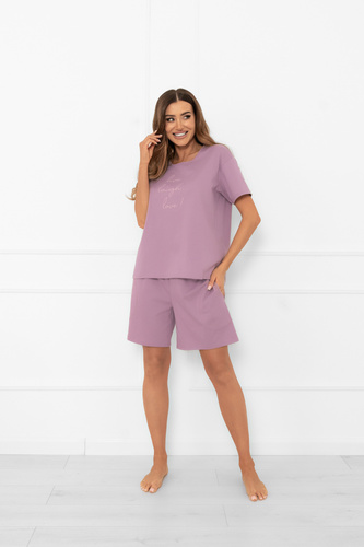 Піжама жіноча Ksara Italian Fashion, - короткий рукав, штани 3/4, бавовна, сталевий колір