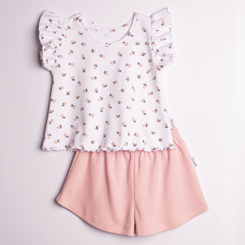 220037 Комплект для дівчинки: футболка + шорти Nicol, бавовна, летній набір