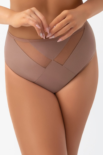 Gorsenia K566/1 VICKY Mocca Повні трусики з мікрофібри та тюлю з високою посадкою
