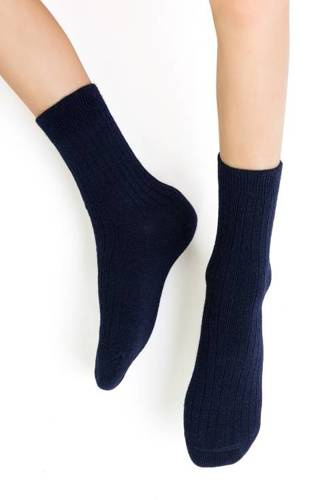 Дитячі шкарпетки з вовни мериноса art.130 Merino Wool Рубчик Steven, - 028 темно-сині