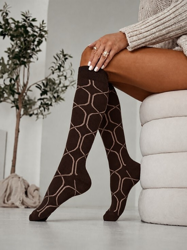 Жіночі гольфи Milena 0248-010 бавовняні в горошок коричневі