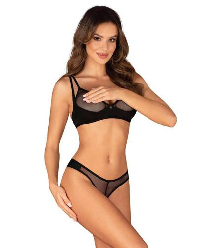 Комплект жіночої білизни Nesari Crotchless Obsessive, - чорний