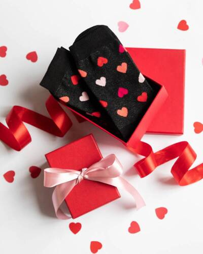 M30D Serce Шкарпетки чоловічі Italian Fashion,- чорний, сердечка, подарунок для нього