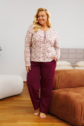 Doctor Nap 7307 – Жіноча піжама plus size на ґудзиках | 95% бавовна, Польща