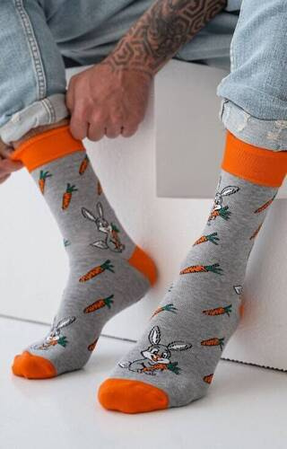 Чоловічі шкарпетки Кролик і морква 0125-111 Milena,- світлий меланж
