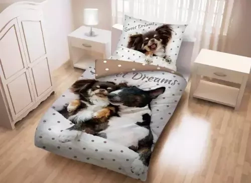 Комплект дитячої постільної білизни +торбина Собачки CD-0039BL Halantex, - бежевий