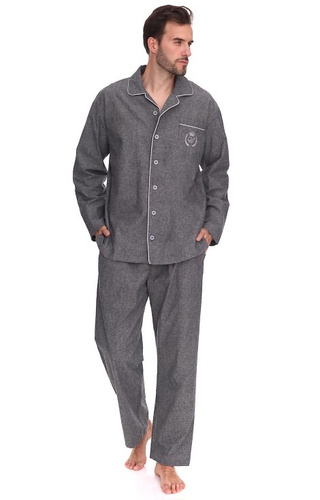 Чоловіча піжама Zeus 2533 L&L – бавовняна, меланжева, з комірцем і ґудзиками