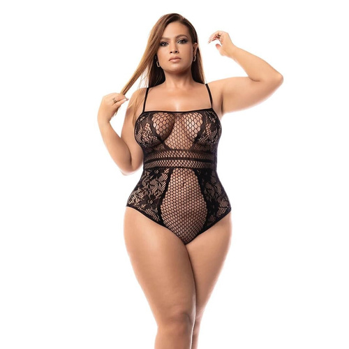 Боді 1103X Fishnet Bodysuit Mapale чорне сітчасте великого розміру XL-5XL