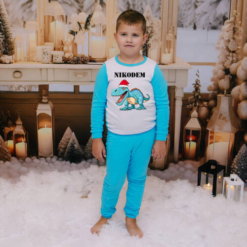 Piżamka świąteczna dla dzieci z reniferem i imieniem Moocha czerwony