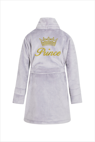 Халат дитячий флісовий Prince ByShelly - сірий/золотий
