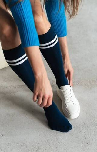 Підколінки жіночі Смужки Art.072 Steven, - темно-синій
