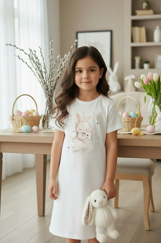 Нічна сорочка для дівчинки Cornette 494/124 ecru бавовна короткий рукав