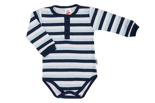 Дитяче боді з довгим рукавом "Strip Types" Makoma, - темно-синій