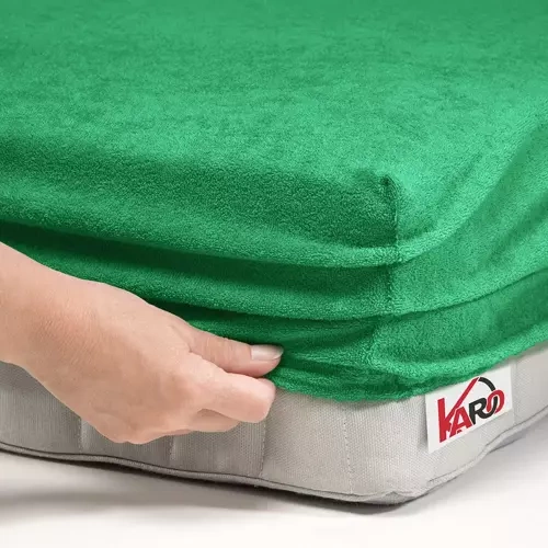 Простирадло махрове на резинці frotte KARO, - зелений