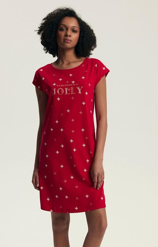 Жіноча нічна сорочка Henderson Dotie 43720 – новорічна, бавовняна, JOLLY
