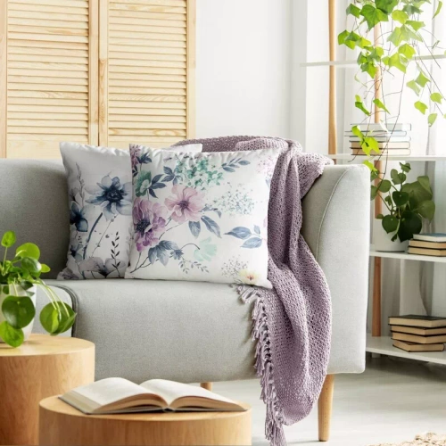 Декоративна наволочка 45x45 Mink Eurofirany велюр квіти