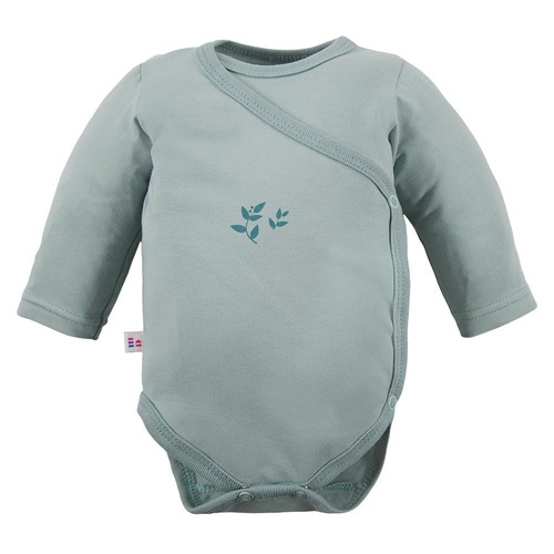 Дитяче боді з довгим рукавом Eevi, - зелений\листочки